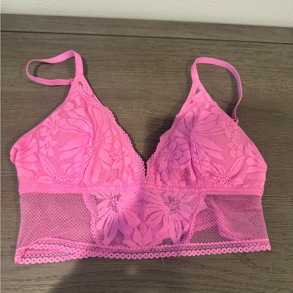 Aerie Lace Bralette in Bright Pink